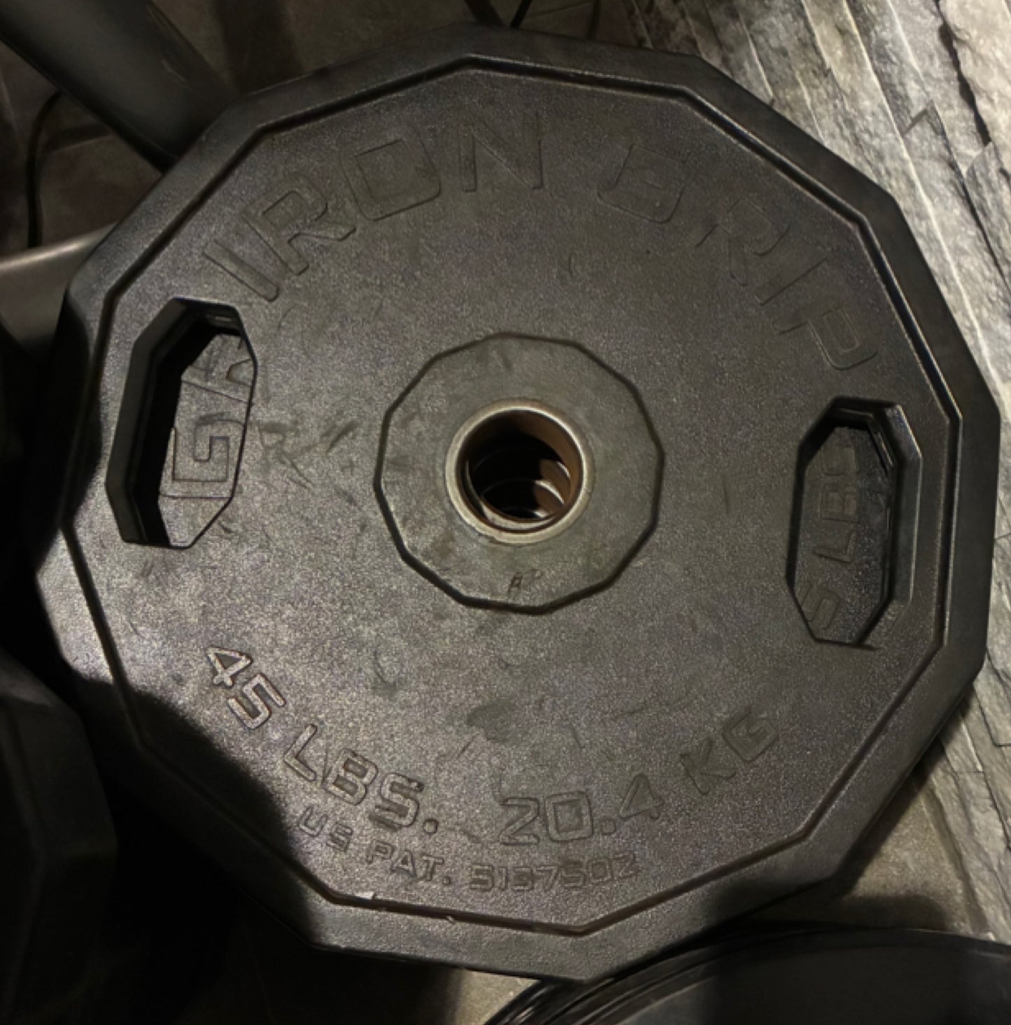 Iron Grip Urethane / Rubber Coated 45lb Olympic Weight Plate Single Made in USA