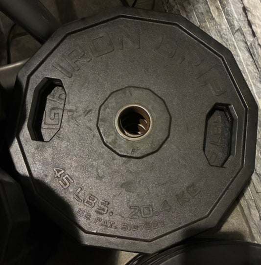 Iron Grip Urethane / Rubber Coated 45lb Olympic Weight Plate Single Made in USA