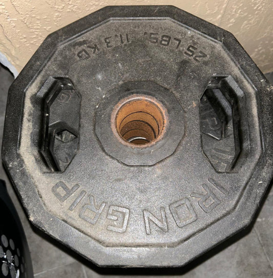 Iron Grip Urethane / Rubber Coated 25lb Olympic Weight Plate Single Made in USA